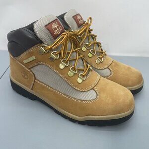 Timberland Field Boots 15945 Waterproof Hiking Outdoor Nubuck Wheat Tan Kids 6
